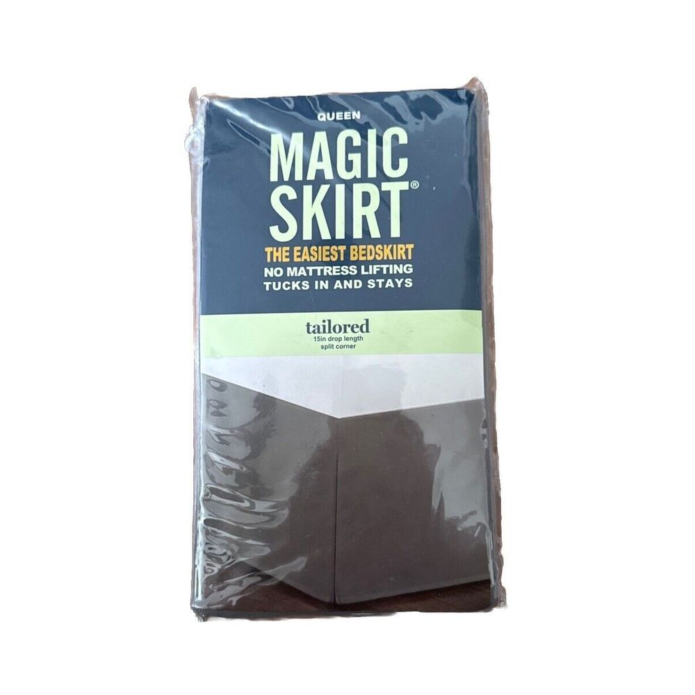 New MAGIC SKIRT The Easiest Bedskirt - Tailored 15" Drop‎ Length - Queen Sz Gray